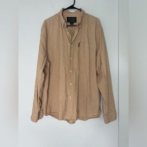 ABERCROMBIE & FITCH TAN PLAID BUTTON DOWN SZ XL